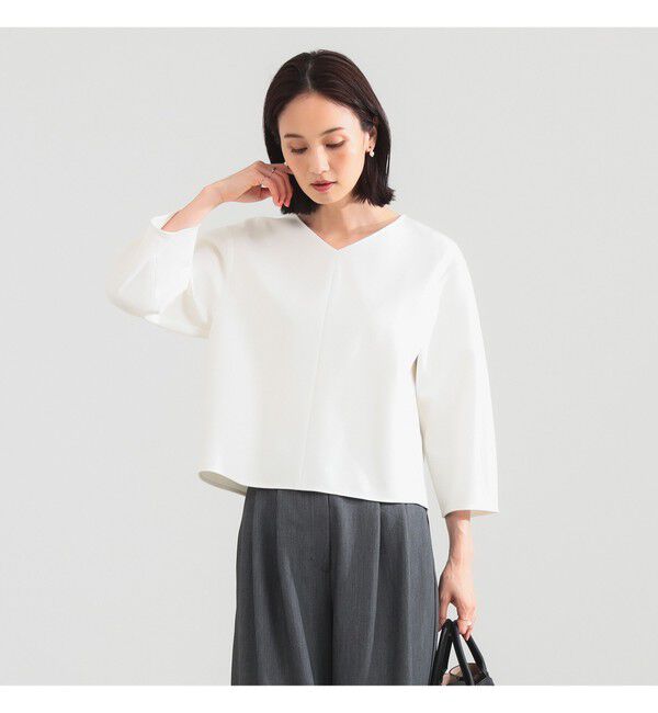 Demi-Luxe BEAMS 「レーヨン ナイロン ポンチ Vネック プルオーバー」|Tシャツ・カットソー|