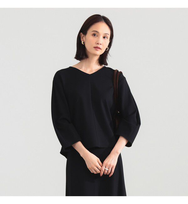 Demi-Luxe BEAMS 「レーヨン ナイロン ポンチ Vネック プルオーバー」|Tシャツ・カットソー|