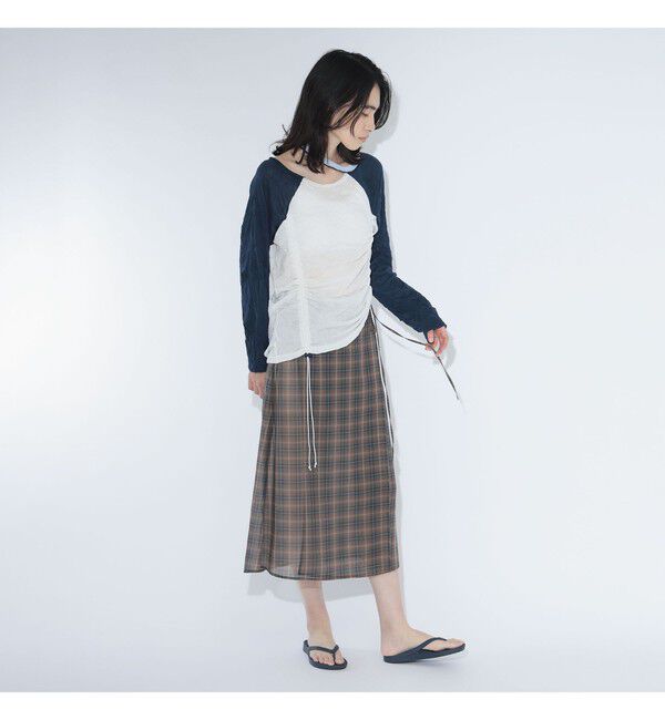 BEAMSBOY「maturely / ボイル チェック ラップ スカート」|スカート|