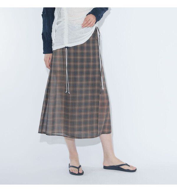 BEAMSBOY「maturely / ボイル チェック ラップ スカート」|スカート|