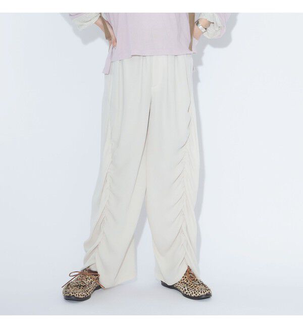 BEAMSBOY「maturely / リサイクル アムンゼン シャーリング アンド スリット パンツ」|チノ|