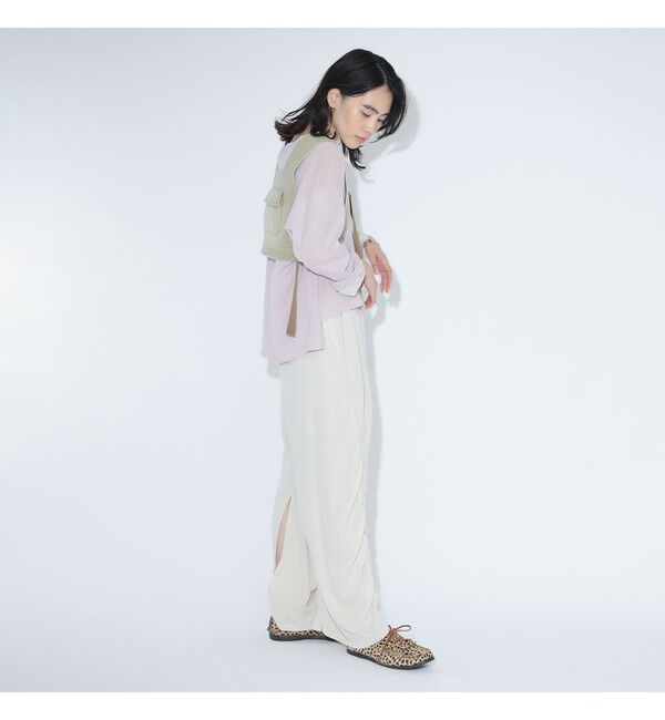 BEAMSBOY「maturely / リサイクル アムンゼン シャーリング アンド スリット パンツ」|チノ|