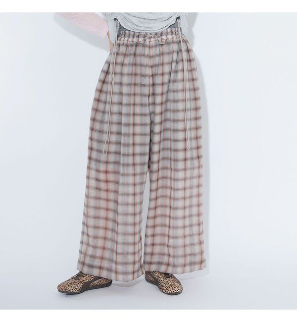 BEAMSBOY「maturely / ボイル チェック ワイド イージー」|チノ|PINK