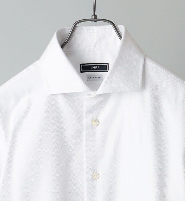 SHIPS「SHIPS: イージーアイロン ヘリンボーン 無地 ホリゾンタルカラー シャツ」|シャツ・ブラウス|