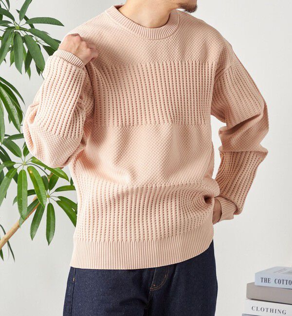 SHIPS any「SHIPS any: 〈手洗い可能〉ワッフル コンビ デザイン クルーネック ニット◇」|その他|