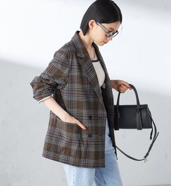 SHIPS for women「〈手洗い可能〉ウール混 チェック ダブルボタン ジャケット」|テーラードジャケット|