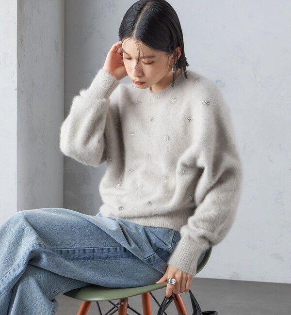 SHIPS for women「〈手洗い可能〉ビジュー FOX クルーネック プルオーバー」|ニット・セーター|