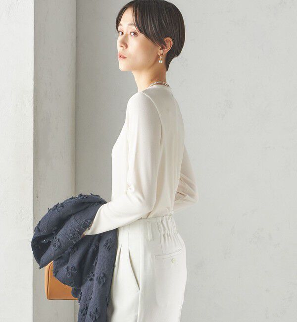 SHIPS for women「〈洗濯機可能〉ストレッチ リブ ロング スリーブ TEE」|Tシャツ・カットソー|