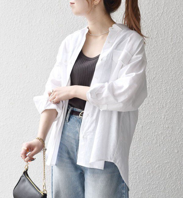 SHIPS any「SHIPS any:〈洗濯機可能〉リネン ミックス ワーク ポケット シャツ」|シャツ・ブラウス|