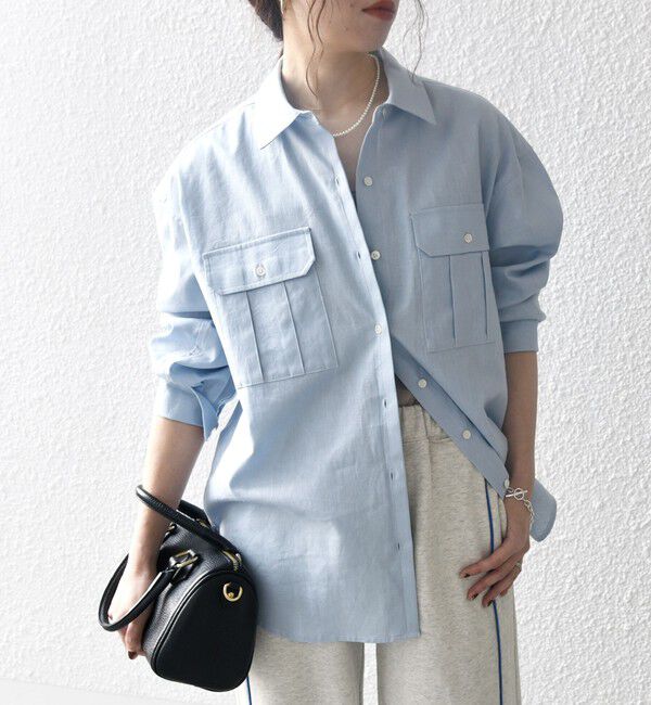 SHIPS any「SHIPS any:〈洗濯機可能〉リネン ミックス ワーク ポケット シャツ」|シャツ・ブラウス|