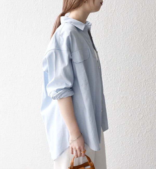 SHIPS any「SHIPS any:〈洗濯機可能〉リネン ミックス ワーク ポケット シャツ」|シャツ・ブラウス|