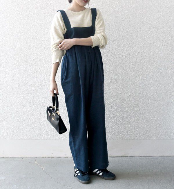 SHIPS any「SHIPS any:〈洗濯機可能〉リネン ミックス タック ワイド サロペット」|オールインワン|