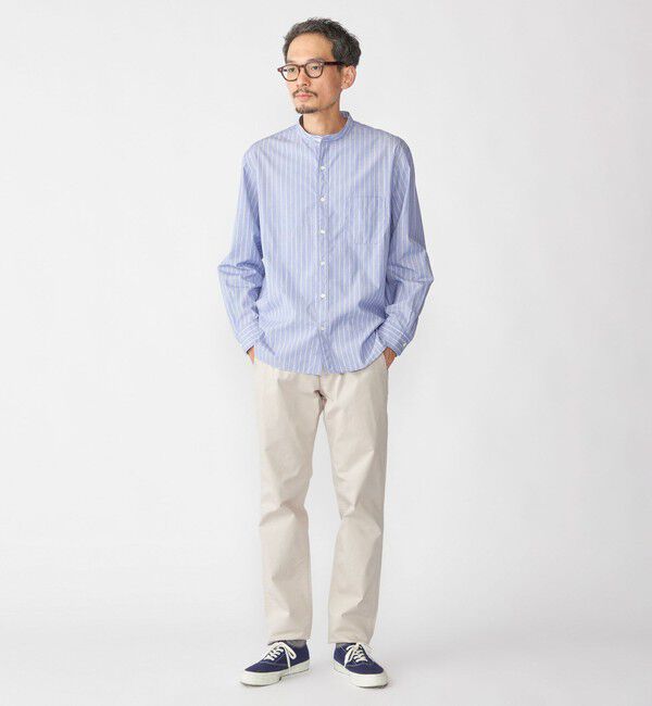 SHIPS「SHIPS: 100S バンドカラー ストライプ シャツ」|シャツ・ブラウス|