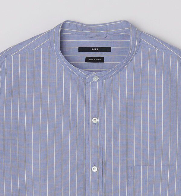 SHIPS「SHIPS: 100S バンドカラー ストライプ シャツ」|シャツ・ブラウス|