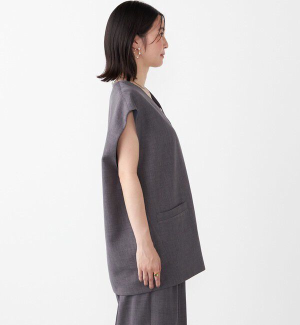 SHIPS Colors 「SHIPS Colors:〈手洗い可能〉ウーステッドライク Vネック ベスト(セットアップ対応可能)」|ベスト・ジレ|