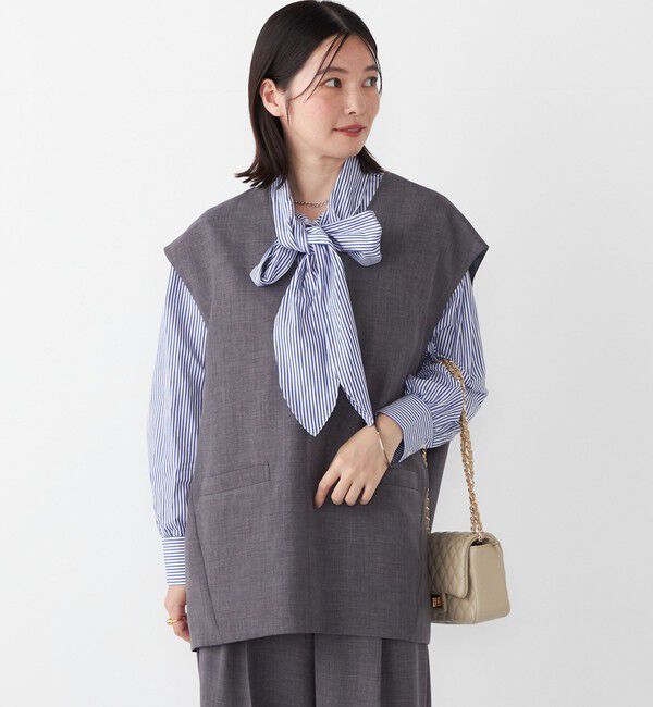 SHIPS Colors 「SHIPS Colors:〈手洗い可能〉ウーステッドライク Vネック ベスト(セットアップ対応可能)」|ベスト・ジレ|