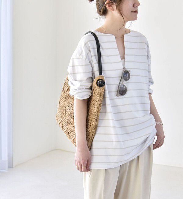 quaranciel「quaranciel:〈洗濯機可能〉ボーダー ビッグ スキッパー プルオーバー」|Tシャツ・カットソー|