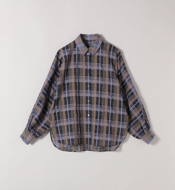 quaranciel「quaranciel:〈手洗い可能〉シアー チェック ドルマン ビッグ レギュラー シャツ」|シャツ・ブラウス|