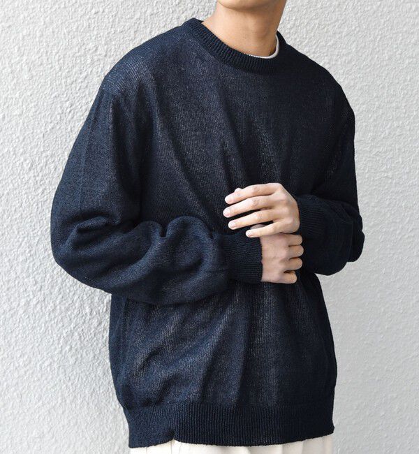 SHIPS any「SHIPS any: 〈手洗い可能〉JAPAN MADE ペーパーヤーン ハイゲージ クルーネック ニット◇」|ニット・セーター|ネイビー