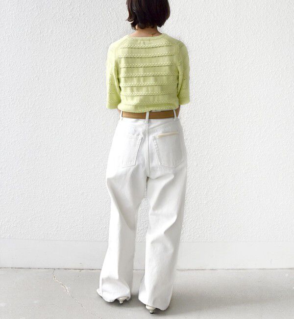 SHIPS for women「〈手洗い可能〉コットン レース柄 ショート スリーブ プルオーバー」|ニット・セーター|