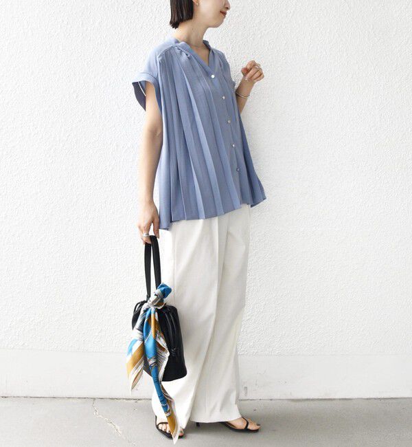 SHIPS for women「《予約》【WEB限定】〈手洗い可能〉ストレッチ ジョーゼット プリーツ スキッパー ブラウス」|シャツ・ブラウス|