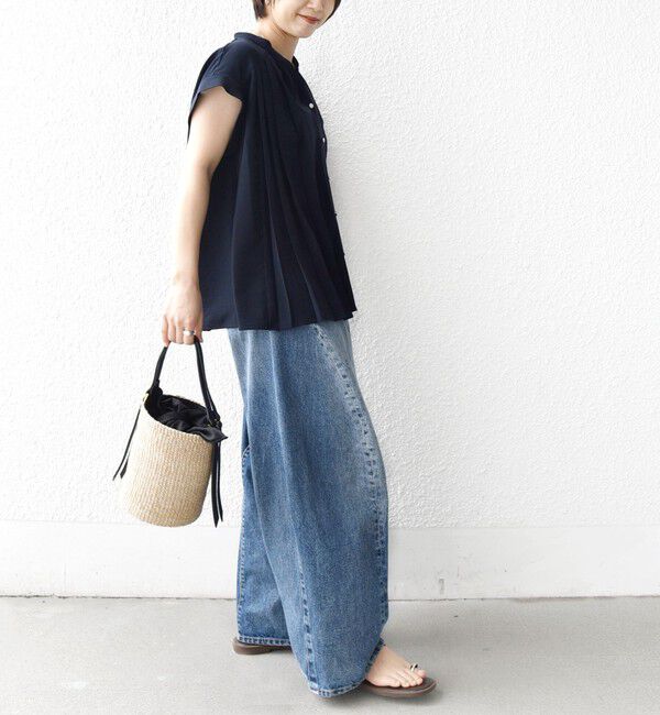 SHIPS for women「《予約》【WEB限定】〈手洗い可能〉ストレッチ ジョーゼット プリーツ スキッパー ブラウス」|シャツ・ブラウス|