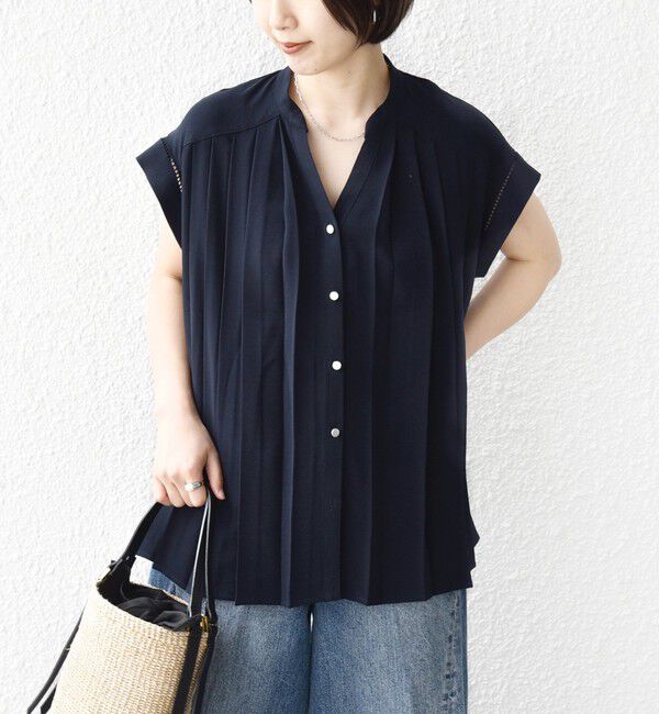 SHIPS for women「《予約》【WEB限定】〈手洗い可能〉ストレッチ ジョーゼット プリーツ スキッパー ブラウス」|シャツ・ブラウス|