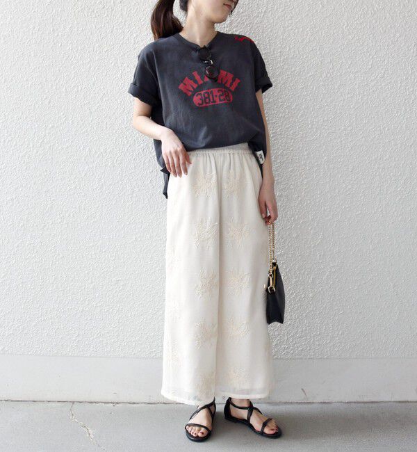 SHIPS any「《予約》SHIPS any:〈洗濯機可能〉メッシュ レース エンブロイダリー Iライン スカート」|タイト|