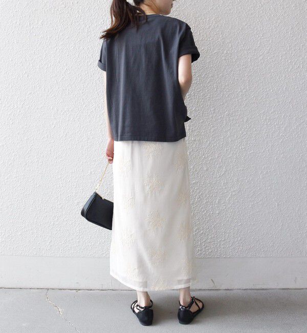 SHIPS any「《予約》SHIPS any:〈洗濯機可能〉メッシュ レース エンブロイダリー Iライン スカート」|タイト|