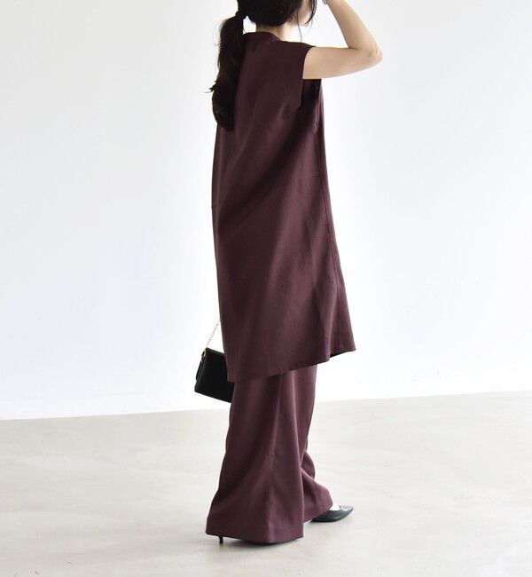 quaranciel「《予約》quaranciel:〈洗濯機可能〉スキッパー ワンピース＆イージー ワイドパンツ セットアップ」|ワンピース|