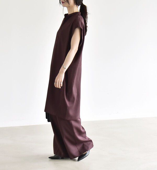 quaranciel「《予約》quaranciel:〈洗濯機可能〉スキッパー ワンピース＆イージー ワイドパンツ セットアップ」|ワンピース|