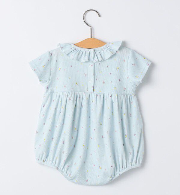 SHIPS KIDS「SHIPS KIDS:70～80cm /フラワー テキスタイル リブ ロンパース」|ロンパース|