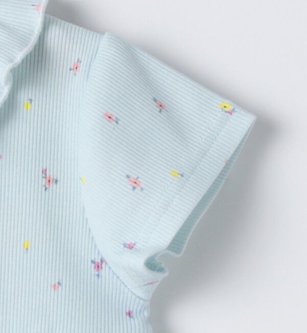 SHIPS KIDS「SHIPS KIDS:70～80cm /フラワー テキスタイル リブ ロンパース」|ロンパース|