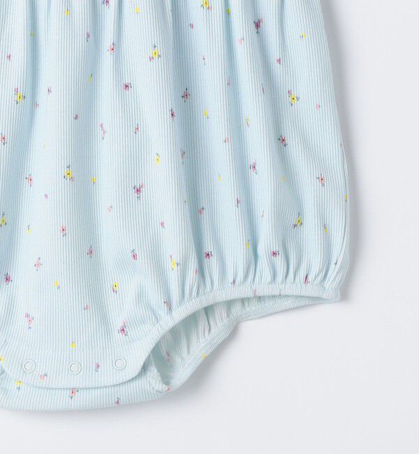 SHIPS KIDS「SHIPS KIDS:70～80cm /フラワー テキスタイル リブ ロンパース」|ロンパース|