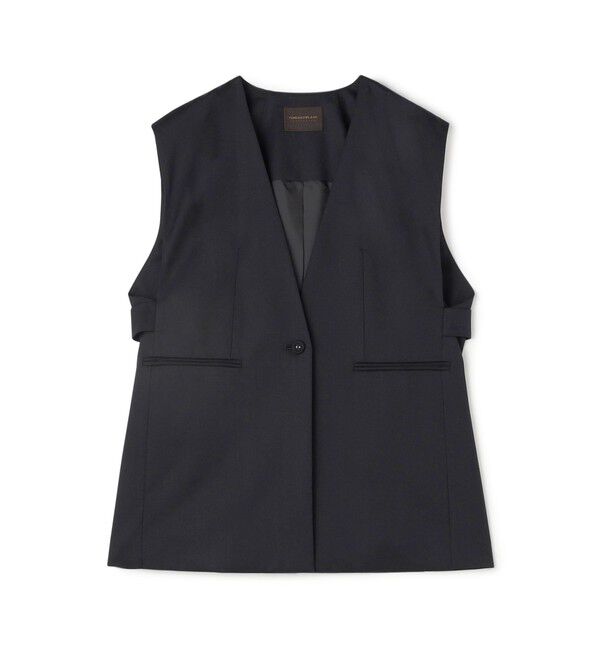 TOMORROWLAND collection「ファインウーステッドウール カラーレスジレ」|ベスト・ジレ|69 ネイビー