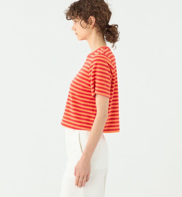 TOMORROWLAND collection「パイルボーダー ハーフスリーブプルオーバー」|Tシャツ・カットソー|