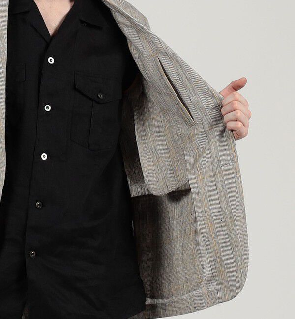 TOMORROWLAND MENS「リネン グレンチェック シングルブレステッド 3Bジャケット」|テーラードジャケット|