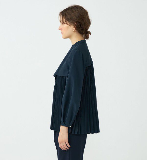 Ballsey「プリーツコンビ フロントドレープブラウス」|シャツ・ブラウス|