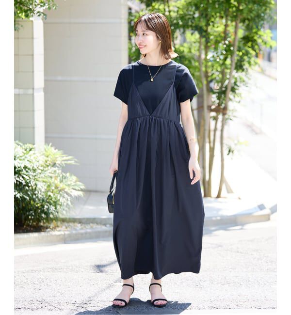 SLOBE IENA「《WEB限定/追加》タフタギャザーキャミワンピース」|ワンピース|