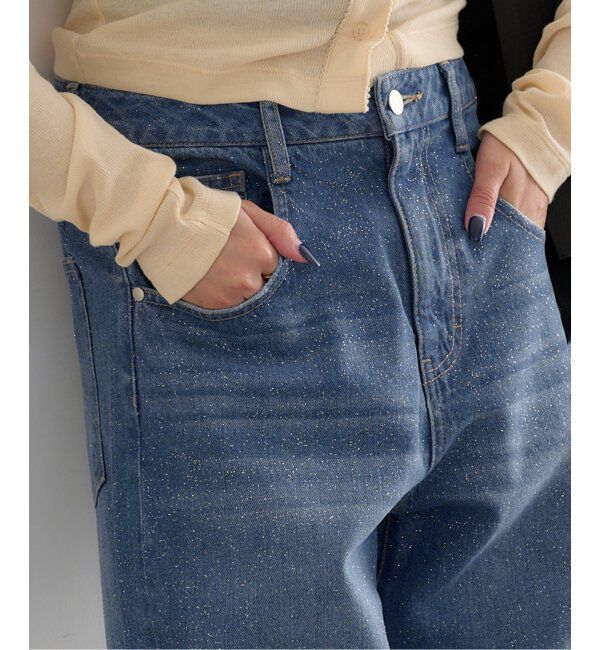 U by SPICK&SPAN「グリッタールーズバギーデニム」|デニム|