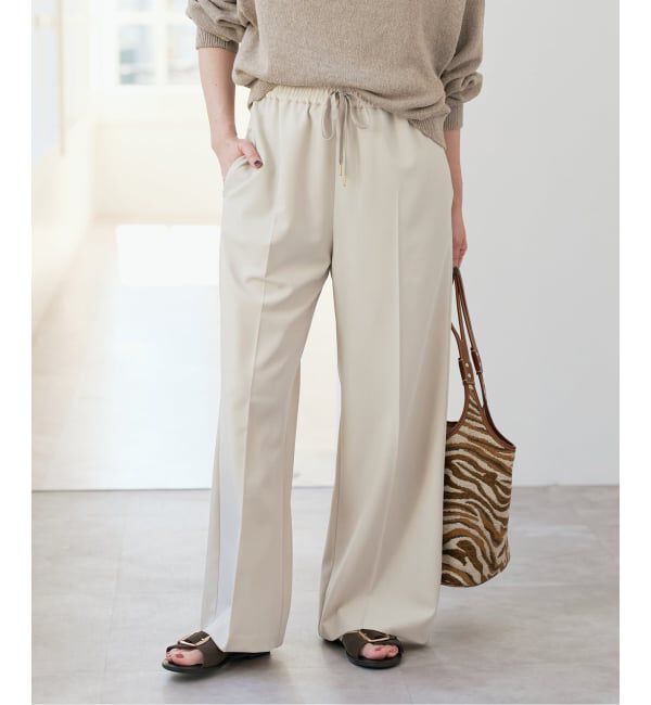 Spick and Span「ドライギャバイージースラックスパンツ」|スラックス|ベージュ A