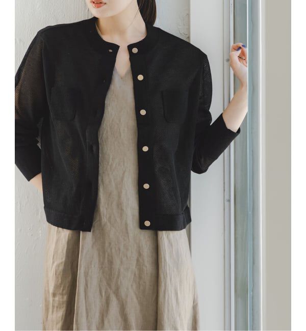 NOBLE「《予約》メッシュJ/Q シアークルーショートカーディガン」|カーディガン|