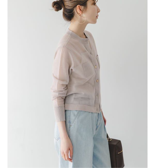 NOBLE「《予約》メッシュJ/Q シアークルーショートカーディガン」|カーディガン|