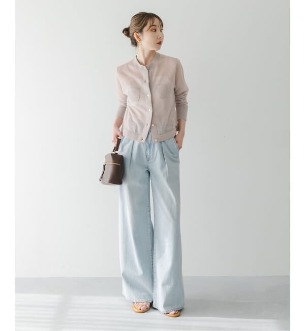 NOBLE「《予約》メッシュJ/Q シアークルーショートカーディガン」|カーディガン|