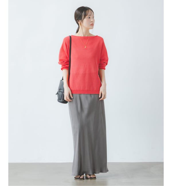 NOBLE「《追加予約・新色》ペーパーヤーン裏天竺プルオーバー(オレンジ・レッド)」|ニット・セーター|