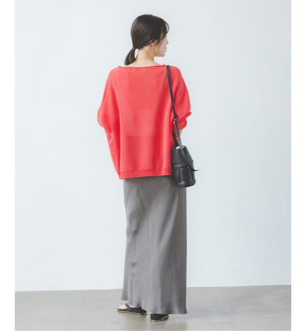 NOBLE「《追加予約・新色》ペーパーヤーン裏天竺プルオーバー(オレンジ・レッド)」|ニット・セーター|