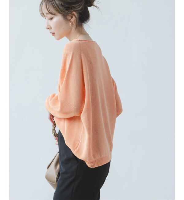 NOBLE「《追加予約・新色》ペーパーヤーン裏天竺プルオーバー(オレンジ・レッド)」|ニット・セーター|