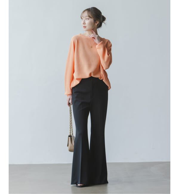 NOBLE「《追加予約・新色》ペーパーヤーン裏天竺プルオーバー(オレンジ・レッド)」|ニット・セーター|