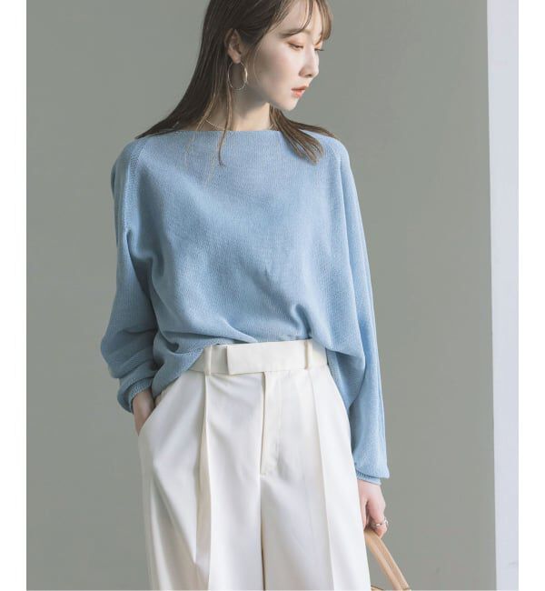 NOBLE「《追加予約》ペーパーヤーン裏天竺プルオーバー(グリーン・ブルー)」|ニット・セーター|
