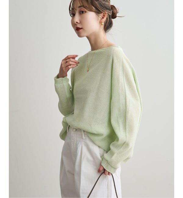 NOBLE「《追加予約》ペーパーヤーン裏天竺プルオーバー(グリーン・ブルー)」|ニット・セーター|